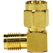 Load image into Gallery viewer, SAPT316 - 6 Pack of Gold Coax SMA Male to Rght Angle Female Cable Adapters