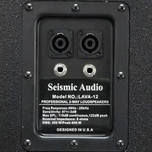 Load image into Gallery viewer, Pair of Premium Black 12" PA Loudspeakers with two Tripod Speaker Stands