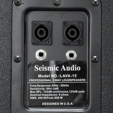 Load image into Gallery viewer, Pair of Premium Black 15" PA Loudspeakers with two Tripod Speaker Stands