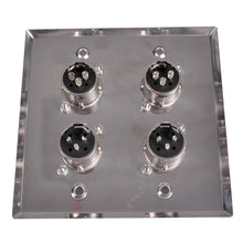Load image into Gallery viewer, Stainless Steel Wall Plate - 2 Gang with 2 XLR Male and 2 XLR Female Connectors