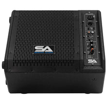Load image into Gallery viewer, SAX-8M-PW - Pair of Powered Compact 8 Inch 2 Way Coaxial Floor / Stage Monitors with Titanium Horns