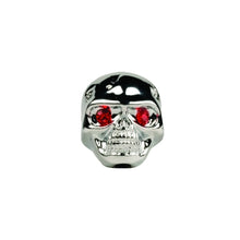 Load image into Gallery viewer, Set of 3 Adjustable Fit Chrome Skull Electric Guitar Knobs with Red Eyes and included Allen Wrench
