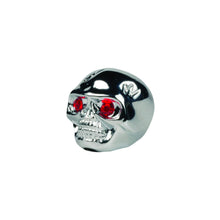 Load image into Gallery viewer, Set of 3 Adjustable Fit Chrome Skull Electric Guitar Knobs with Red Eyes and included Allen Wrench
