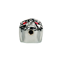 Load image into Gallery viewer, Set of 3 Adjustable Fit Chrome Skull Electric Guitar Knobs with Red Eyes and included Allen Wrench
