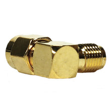 Load image into Gallery viewer, SAPT318 - 10 Pack of Gold Coax SMA Female to Right Angle Male Cable Adapters
