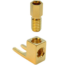 Load image into Gallery viewer, SAPT515 - 4 Pack of Gold Plated Banana to Spade Speaker Cable Connectors
