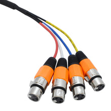 Load image into Gallery viewer, SASN4O - 4 Channel 2 Foot Balanced XLR Snake Cable - Orange Cable Shell
