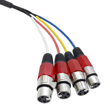 Load image into Gallery viewer, SASN4R - 4 Channel 2 Foot Balanced XLR Snake Cable - Red Cable Shell
