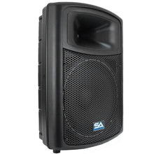 Load image into Gallery viewer, Pair of Powered 15" PA DJ Molded Speakers with Speaker Stands
