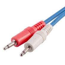 Load image into Gallery viewer, SA-Y19 - 6 Foot Blue 3.5mm Stereo Male to Dual 3.5mm Mono Splitter Cable
