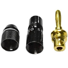 Load image into Gallery viewer, 24k Banana Connectors/Clips - Black Chrome Finish - Pack of 10 (5 Red/5 Black)
