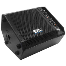 Load image into Gallery viewer, SAX-10M-PW - Pair of Powered Compact 10 Inch 2 Way Coaxial Floor / Stage Monitors with Titanium Horns
