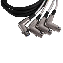 Load image into Gallery viewer, SAXFRA-4x7 - 4 Channel 7 Foot  XLR Male to Right Angle XLR Female Snake Cable
